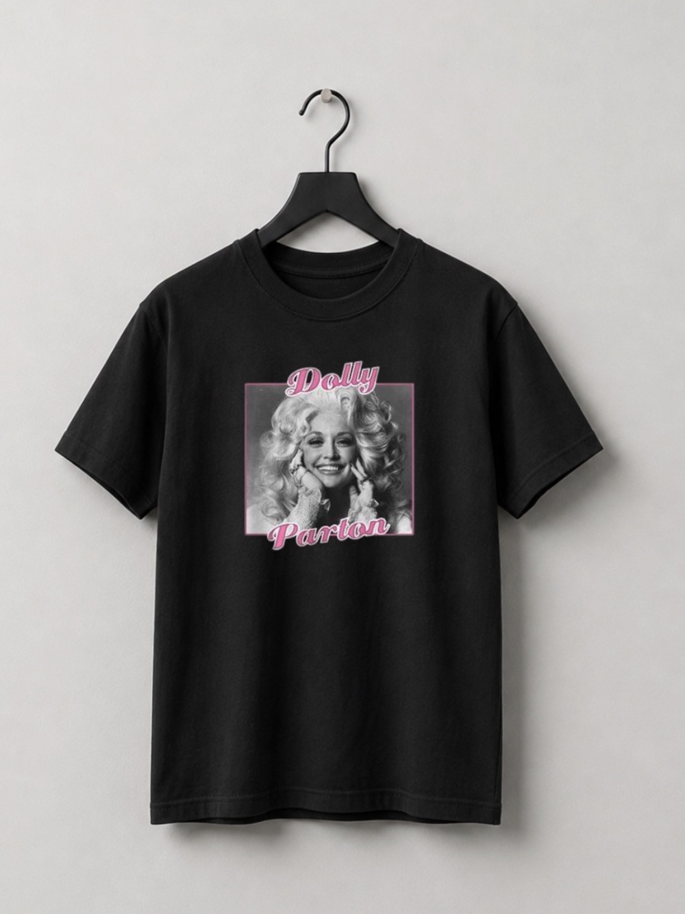 Black Tee with Pink Dolly Parton Graphic